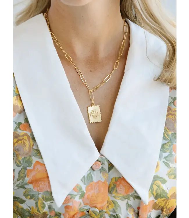 Susan Shaw Jerusalem Cross Stamp Necklace