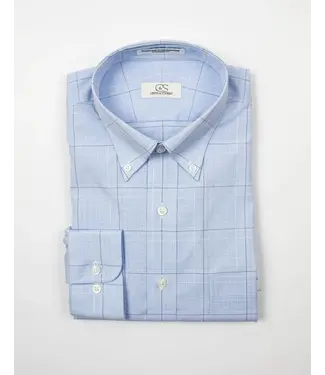 Cooper & Stewart Blue Ground Square Box Check Tailored Fit Button Down Collar