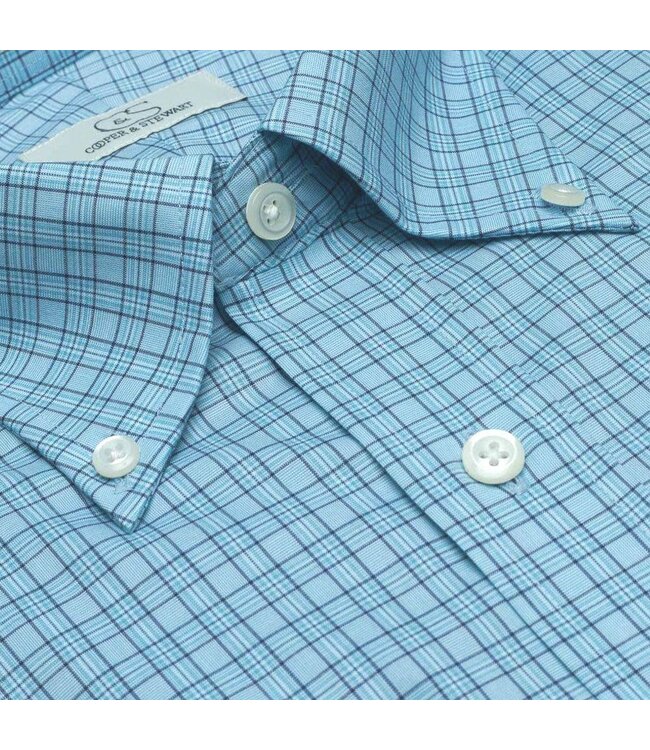 Cooper & Stewart Aiken Plaid Button Down Dress Shirt