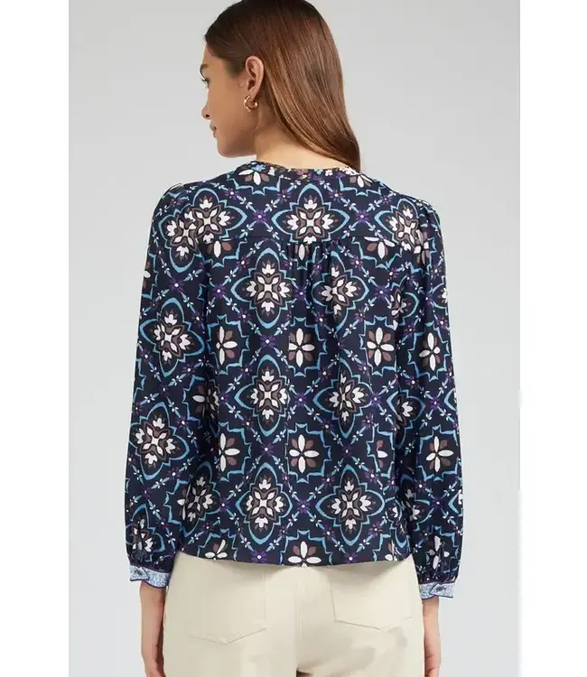 Current Air Decorative Pattern Button Down Blouse