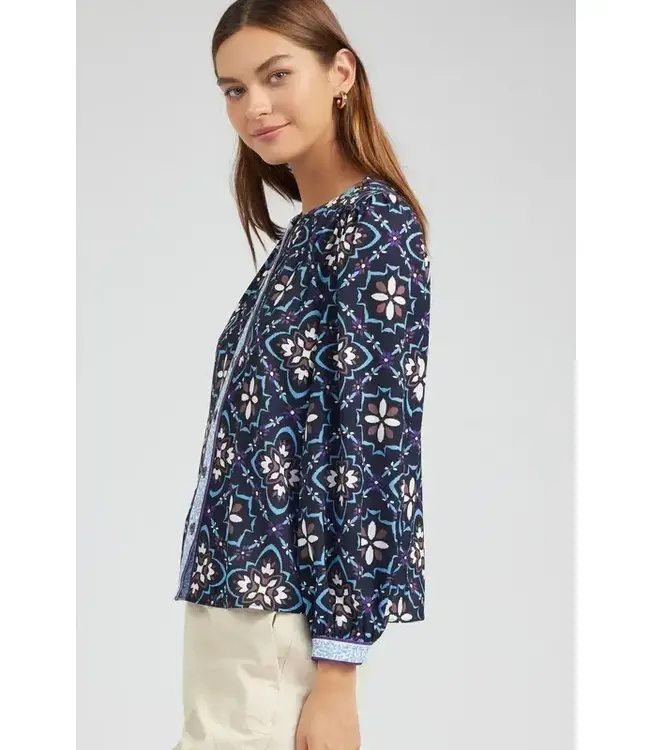 Current Air Decorative Pattern Button Down Blouse