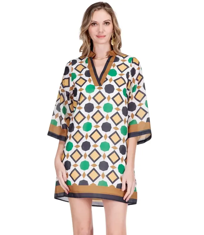 Jade Melody Tam Split Neck Bell Sleeve Caftan