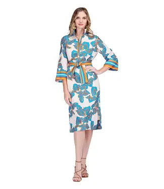 Jade Melody Tam Band Collar Midi Dress