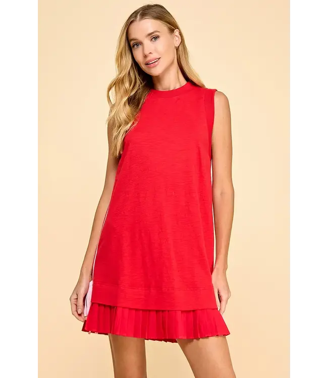 TCEC Mixed Media Side Striped Detail Knit Dress