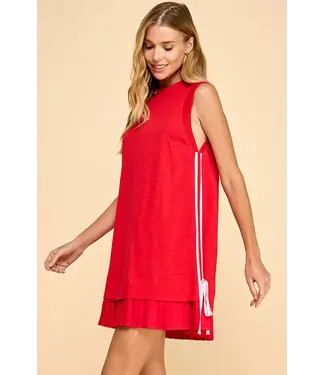 TCEC Mixed Media Side Striped Detail Knit Dress