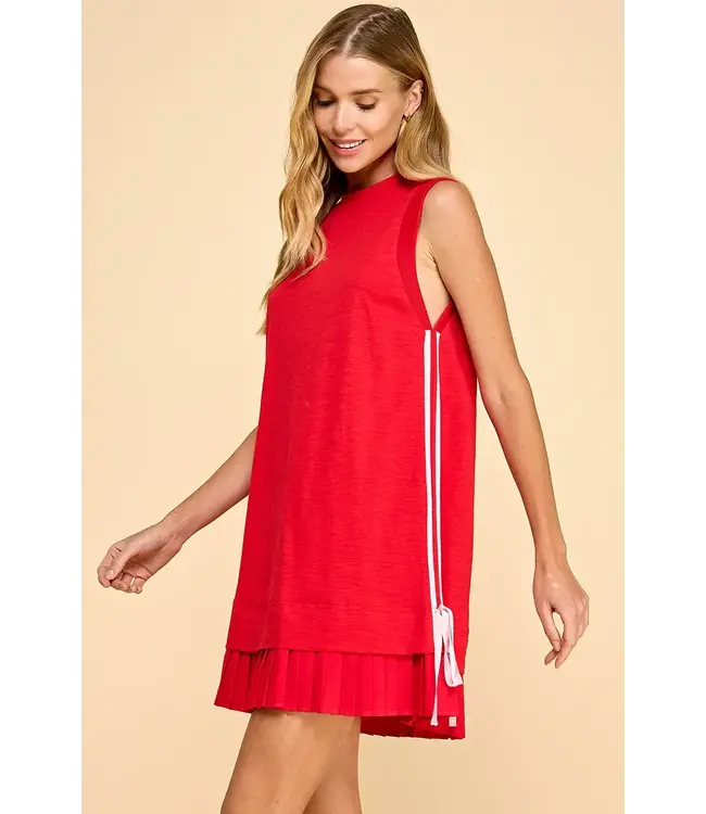 TCEC Mixed Media Side Striped Detail Knit Dress