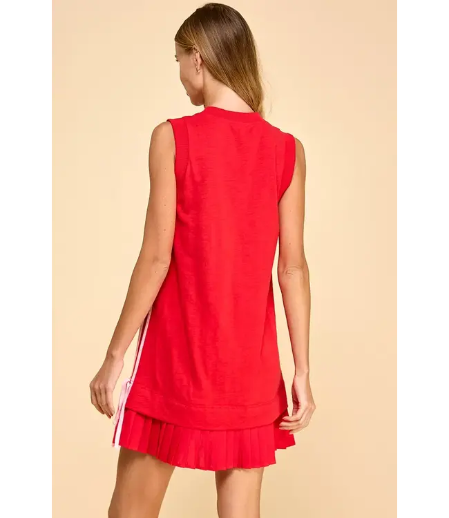 TCEC Mixed Media Side Striped Detail Knit Dress