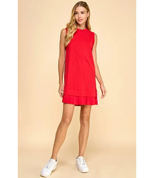 TCEC Mixed Media Side Striped Detail Knit Dress