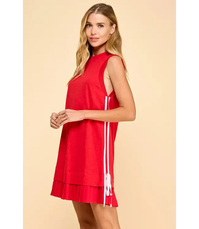 TCEC Mixed Media Side Striped Detail Knit Dress