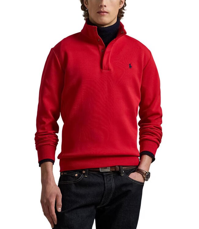 Long-Sleeve Double Knit Tech Snap Mockneck Pullover