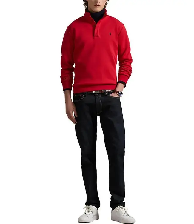 Long-Sleeve Double Knit Tech Snap Mockneck Pullover