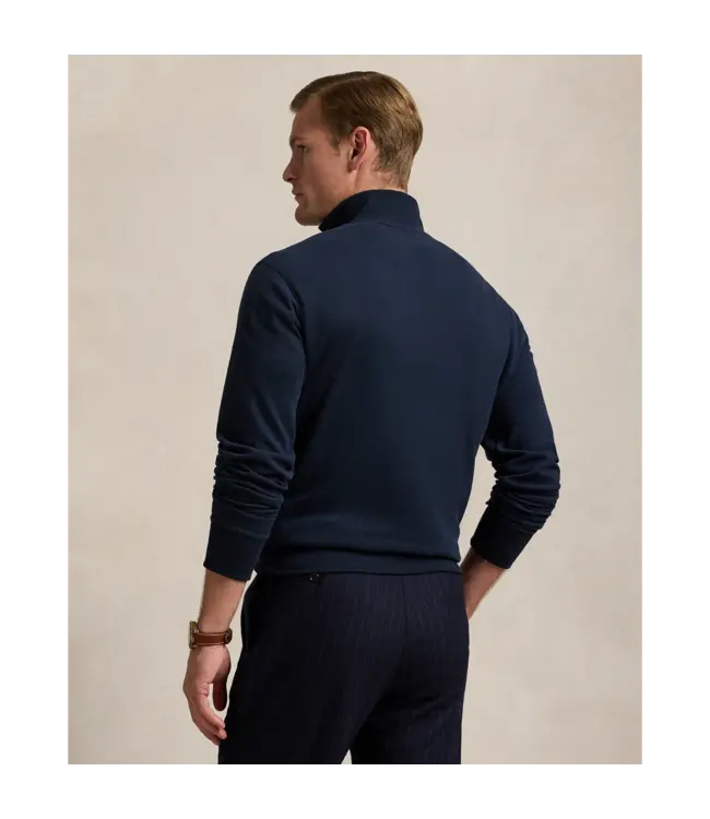 Long-Sleeve Double Knit Jersey 1/2 Zip Pullover W/ Suede Placket - Solid