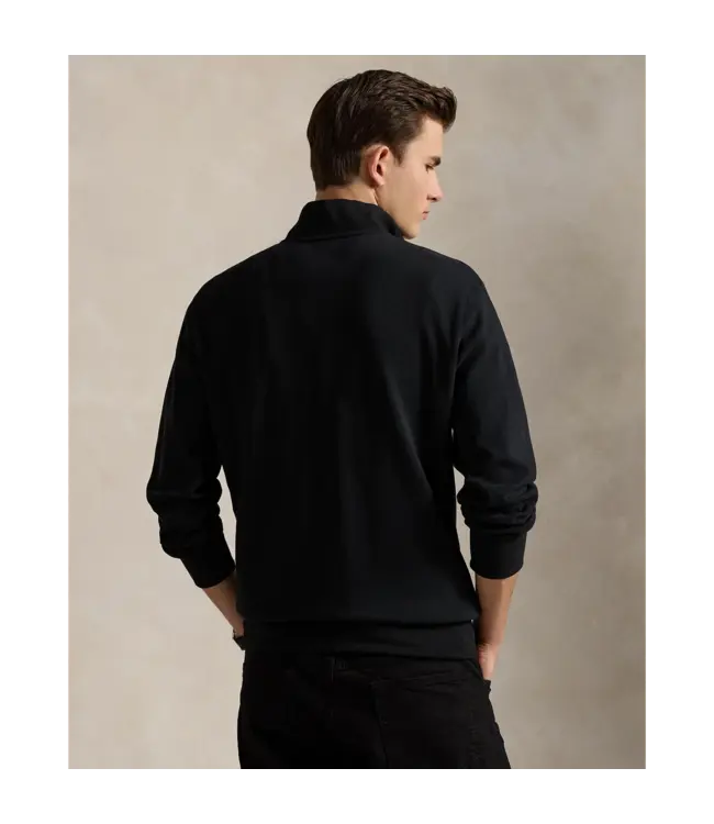 Long-Sleeve Double Knit Jersey 1/2 Zip Pullover W/ Suede Placket - Solid