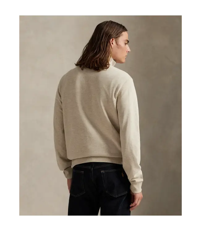 Long-Sleeve Double Knit Jersey 1/2 Zip Pullover W/ Suede Placket - Solid