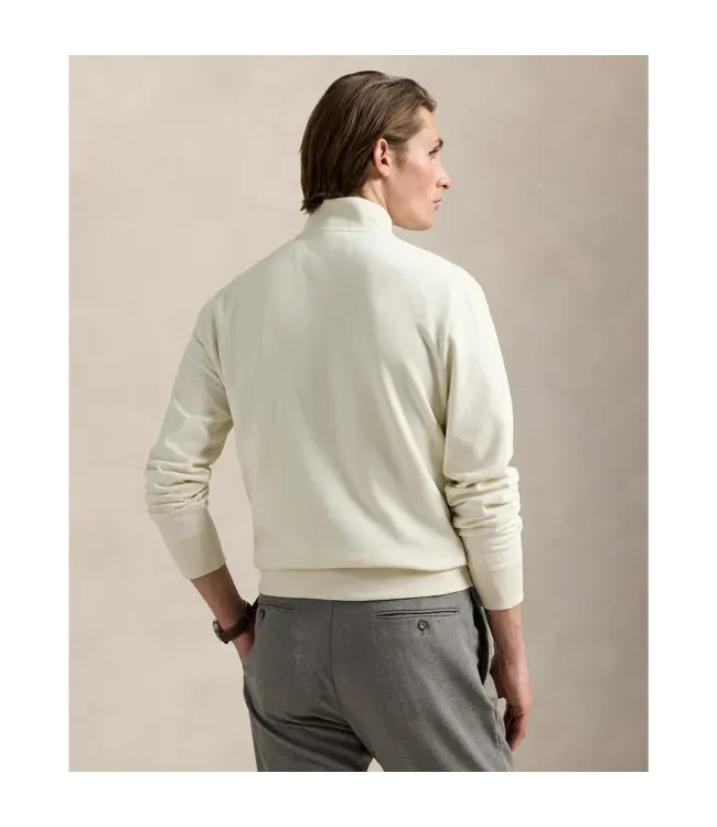 Long-Sleeve Double Knit Jersey 1/2 Zip Pullover W/ Suede Placket - Solid