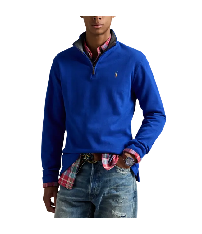 PRL Double Knit Jacquard 1/2 Zip Pullover w/ Contrast Collar