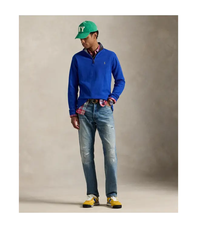 PRL Double Knit Jacquard 1/2 Zip Pullover w/ Contrast Collar