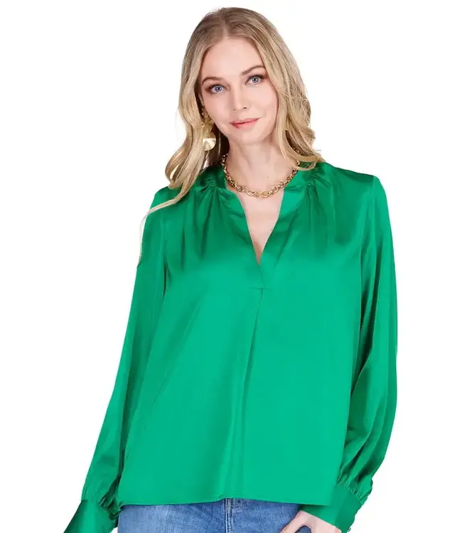 Joy Joy Placket V-Neck Top