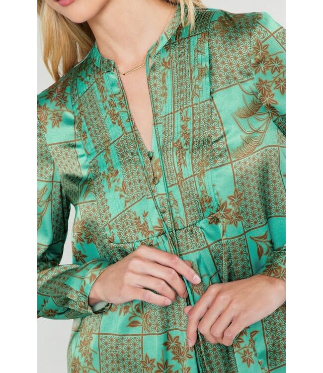 Current Air Floral Printed Mandarin Collar Blouse