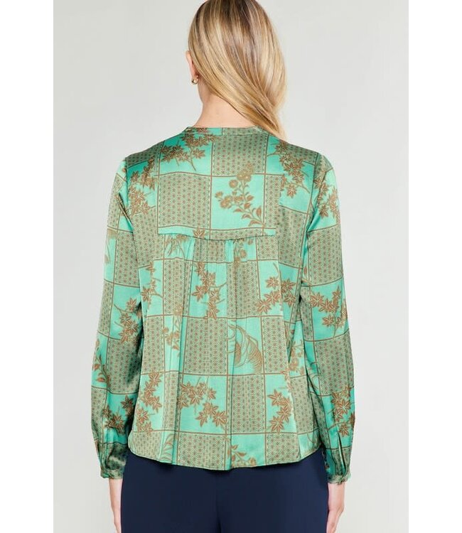 Current Air Floral Printed Mandarin Collar Blouse