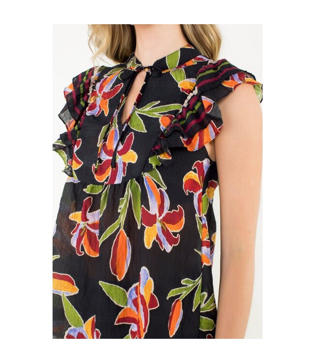 THML Flutter Sleeve Floral Top