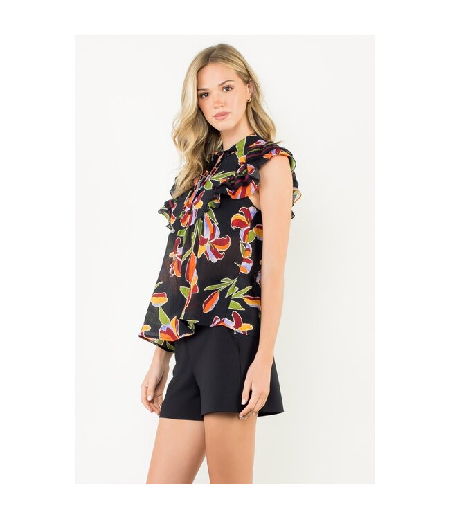 THML Flutter Sleeve Floral Top