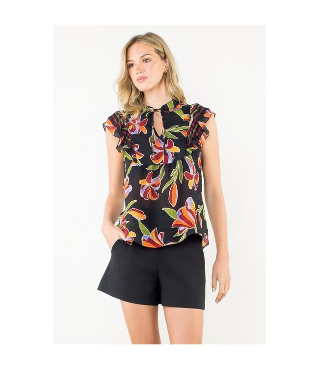 THML Flutter Sleeve Floral Top