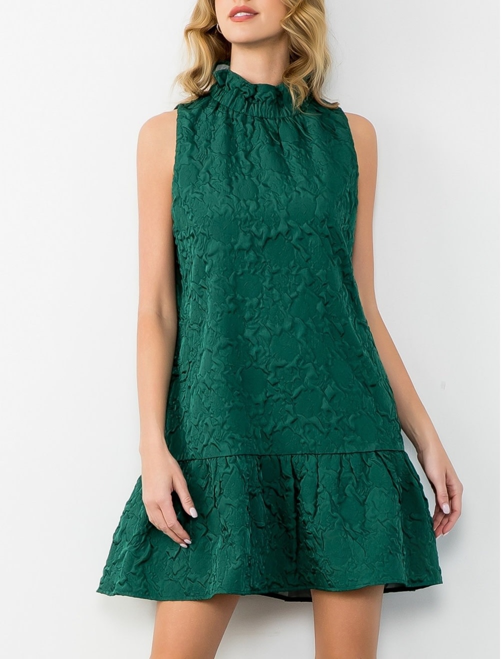 Carol Sleeveless Textured Dress Green / S