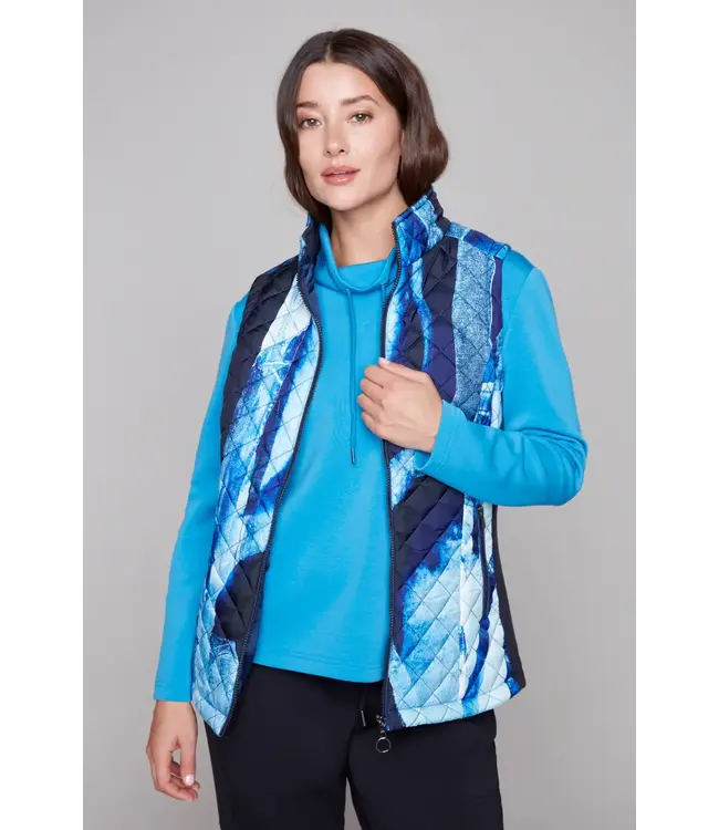 Claire Desjardins Woven Vest Blue Crossings