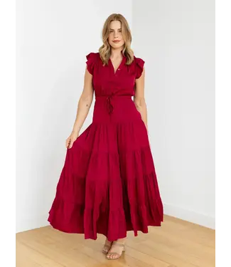 Pinch Satin Tiered Maxi Dress