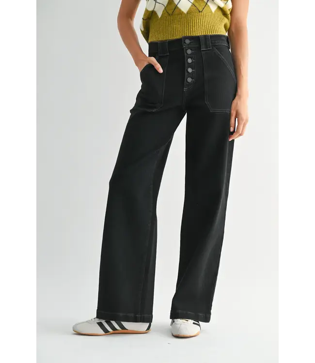 Just Black The Button Down Slim Wide Leg