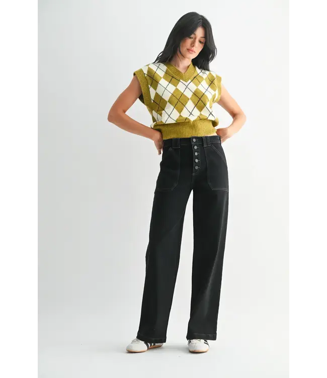 Just Black The Button Down Slim Wide Leg