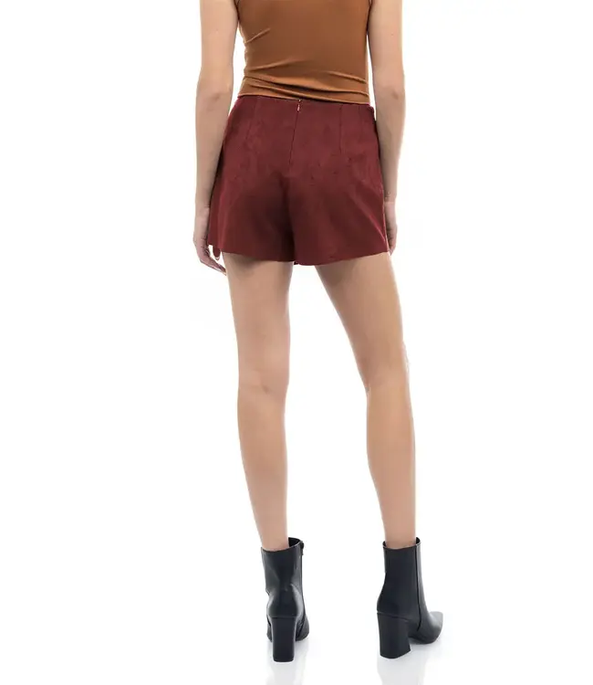 Naked Zebra Asymmetric Front Panel Faux Suede Skort