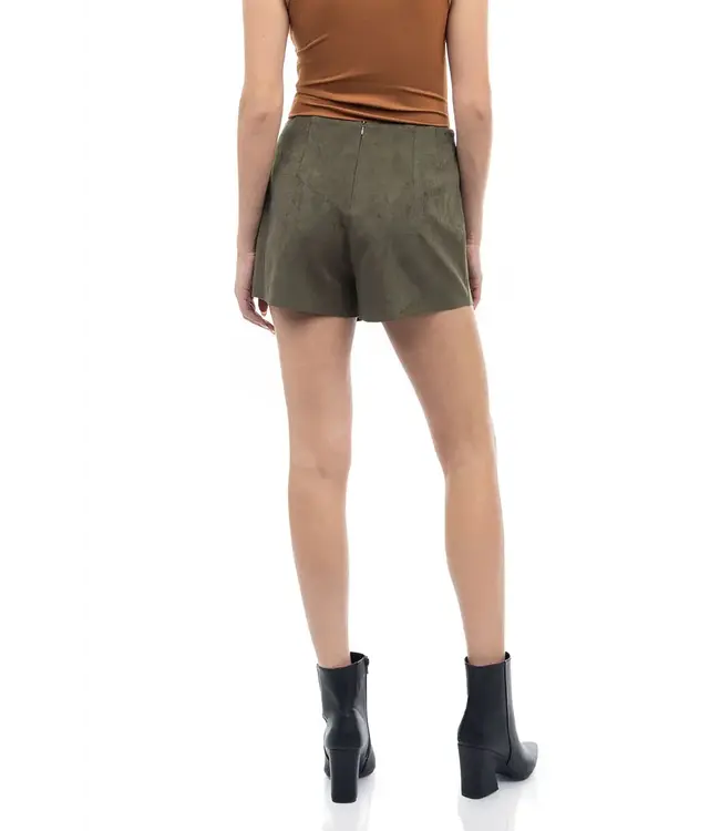 Naked Zebra Asymmetric Front Panel Faux Suede Skort