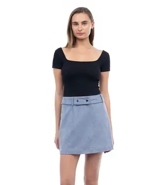 Naked Zebra Faux Suede Mini Belted Skirt