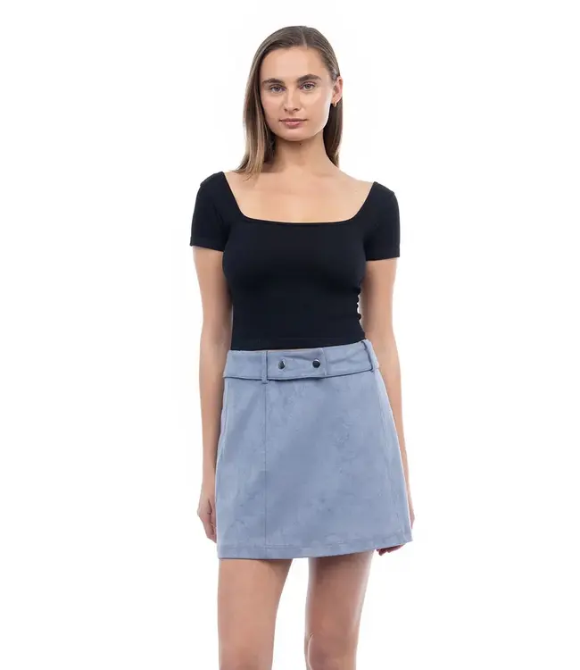 Naked Zebra Faux Suede Mini Belted Skirt