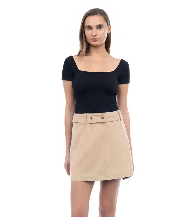 Naked Zebra Faux Suede Mini Belted Skirt