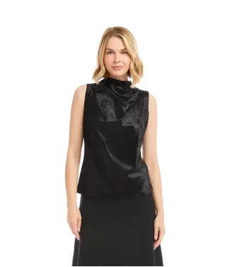 Karen Kane Sleeveless Crushed Velvet Drape Front Top