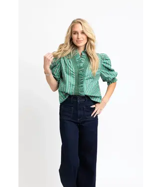 Karlie Floral Ditzy Stripe Ruffle Top