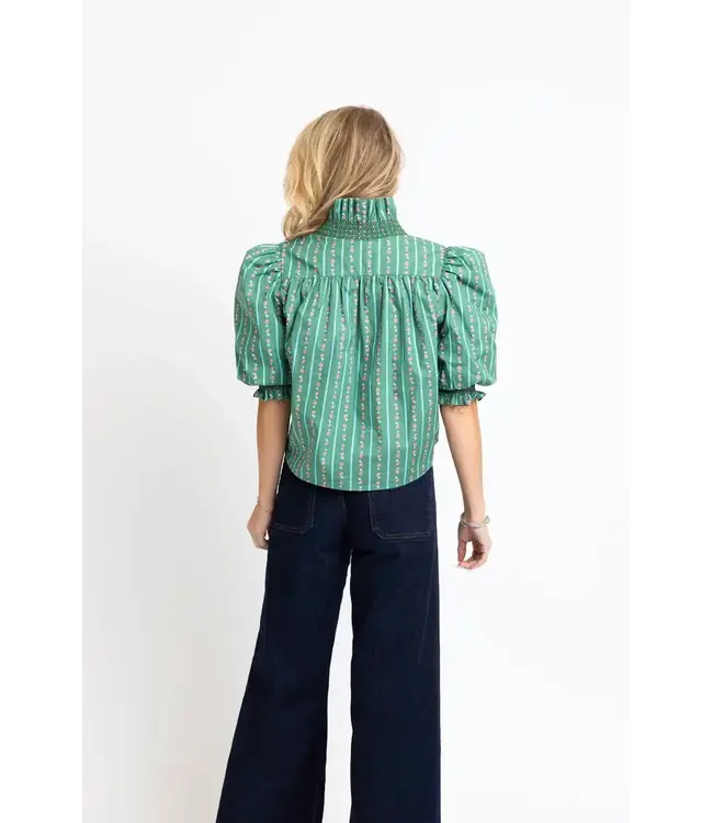 Karlie Floral Ditzy Stripe Ruffle Top