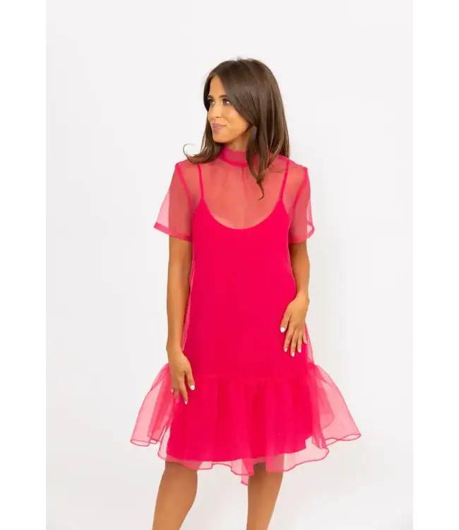 Karlie Solid Organza Mock Bow (Short) Dress