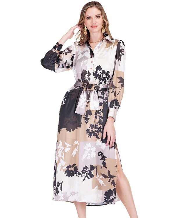 Jade Melody Tam Split V-Neck Collar Maxi Dress