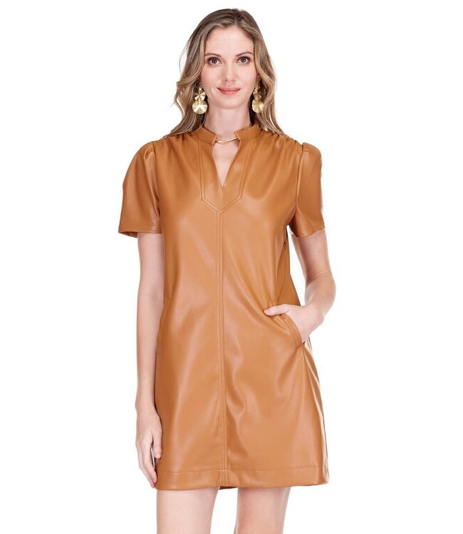 Jade Melody Tam Vegan Leather Pocket Chemise Dress