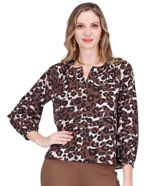 Jade Melody Tam Split Collar Peasant Top