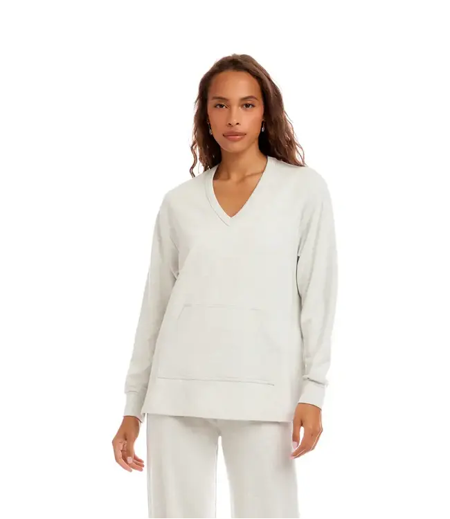 Karen Kane V-Neck Kangaroo Pocket Sweatshirt