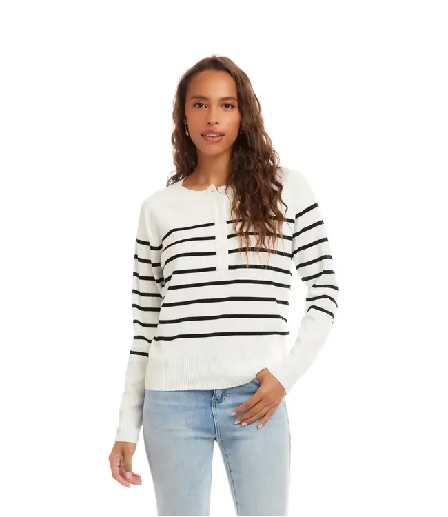 Karen Kane Henley Stripe Sweater