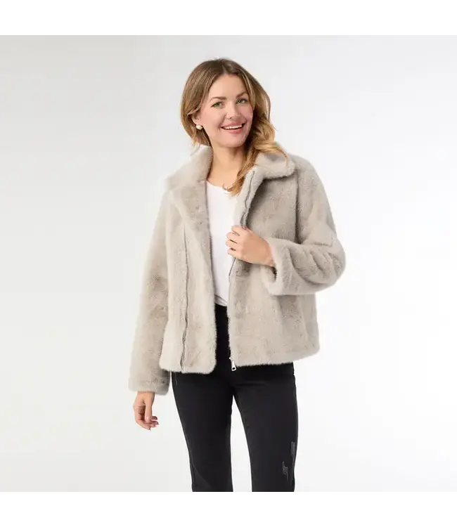 Coco + Carmen Josephiine Faux Fur Moto Jacket