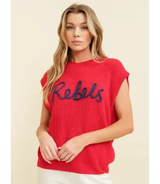 Cloud Ten "Rebels" Embroidered Sleeveless Sweater Top