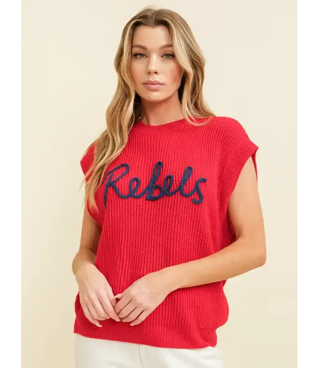 Cloud Ten "Rebels" Embroidered Sleeveless Sweater Top