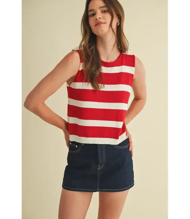Cloud Ten Striped Sleeveless Sweater Vest
